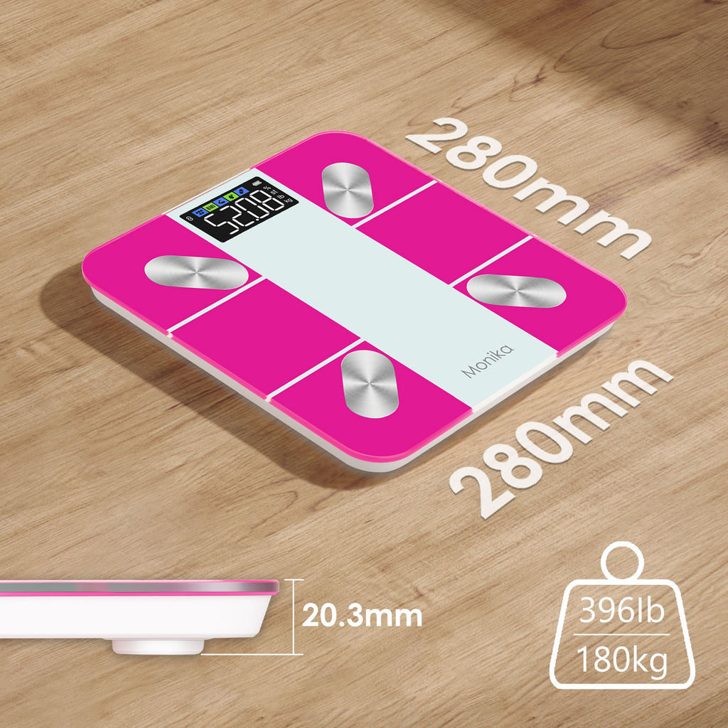 Monika Smart Scale Digital Bathroom Scale for Body Weight Fat Muscle Mass Bluetooth Accurate Weight Scale with Smartphone App