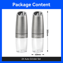 Load image into Gallery viewer, Stelive 2-Piece Auto Salt and Pepper Grinder Set, Auto Salt and Pepper Mills Set, Electric Salt and Pepper Shakers, with Adjustable Coarseness for Seasoning