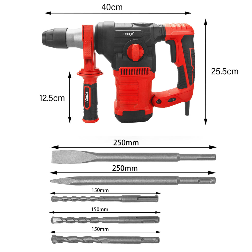 TOPEX 1500W SDS PLUS Rotary Hammer Drill Havey Duty Impact Hammer