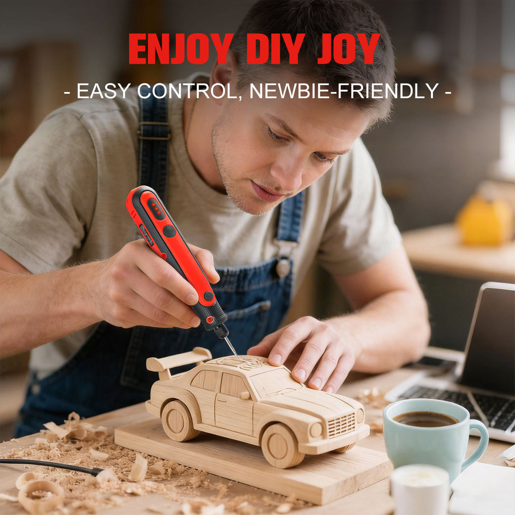 TOPEX 4V  MAX Cordless Mini Grinder, 3-Speed Electric Rotary Tool & Engraving Pen with 31 Accessories