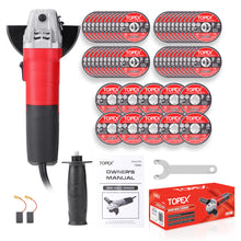 Load image into Gallery viewer, TOPEX Heavy Duty 900W 125mm 5&quot; Angle Grinder w/ 50PCs 5&quot; Cutting Discs