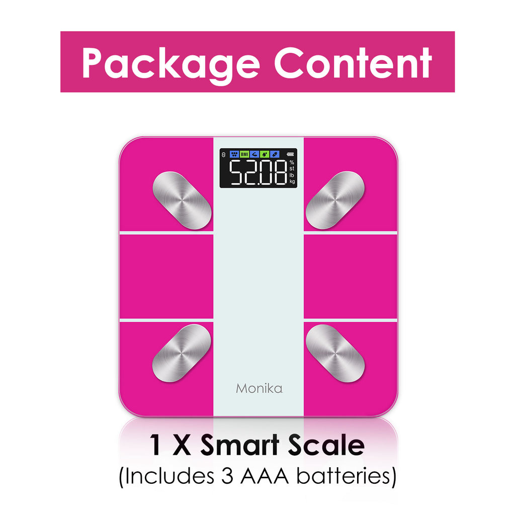 Pink Sacle Monika Smart Scale Digital Bathroom Scale for Body Weight Fat Muscle M ...