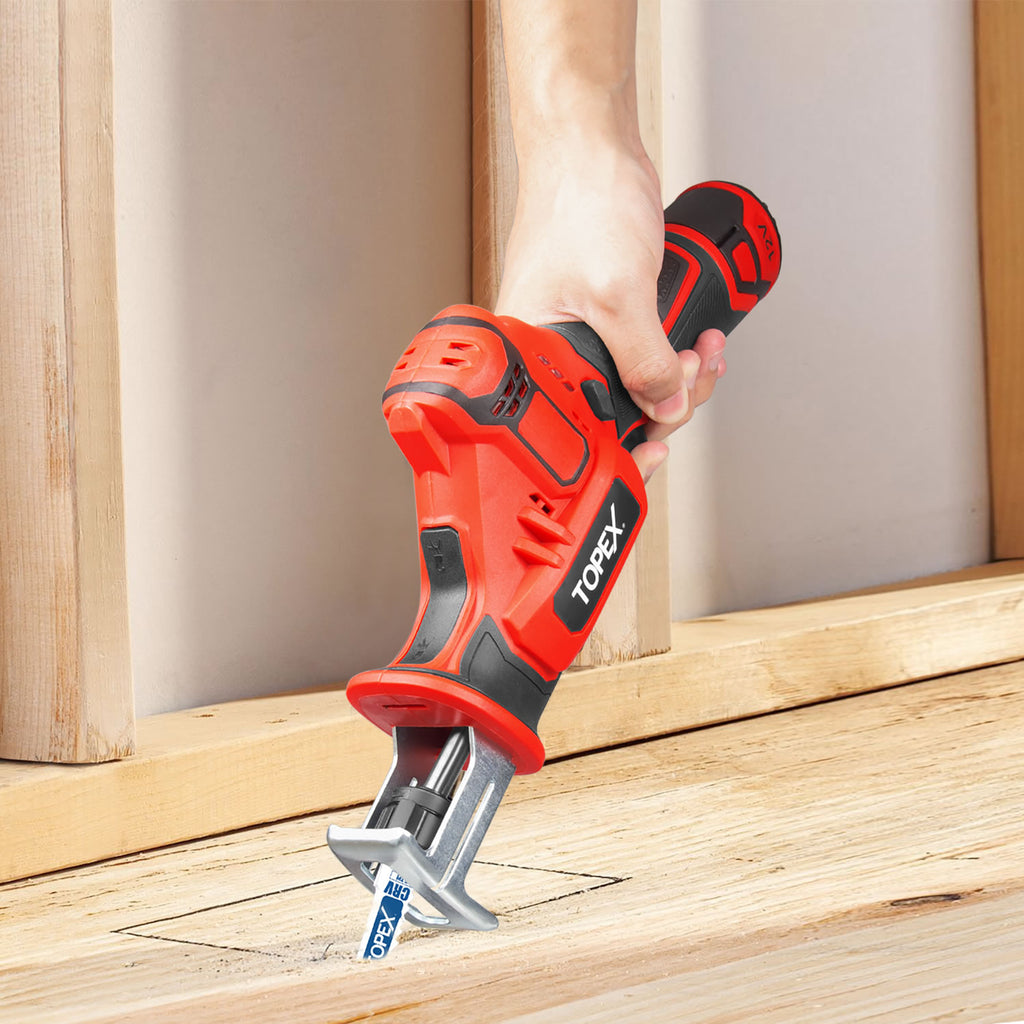 TOPEX 12V Cordless Reciprocating Saw w/ 2 Saw Blades & Clamping Claw Cutting Depth 65 mm Skin Only without Battery