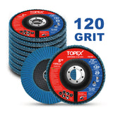 TOPEX 125mm Zirconia Flap Disc, 120 Grit, 10Pack