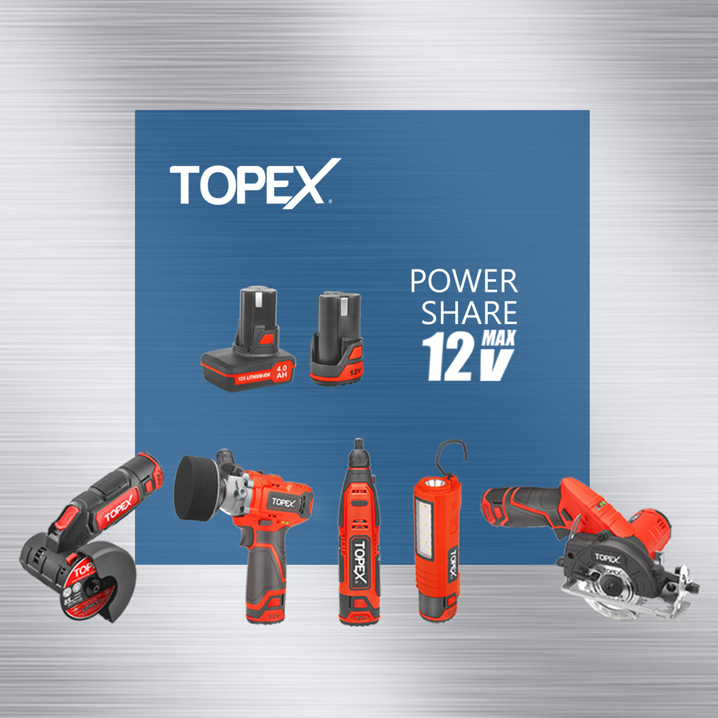 TOPEX 12V Cordless Polisher 3" Mini Car Detailing Buffer & Sander w/ Battery & Charger