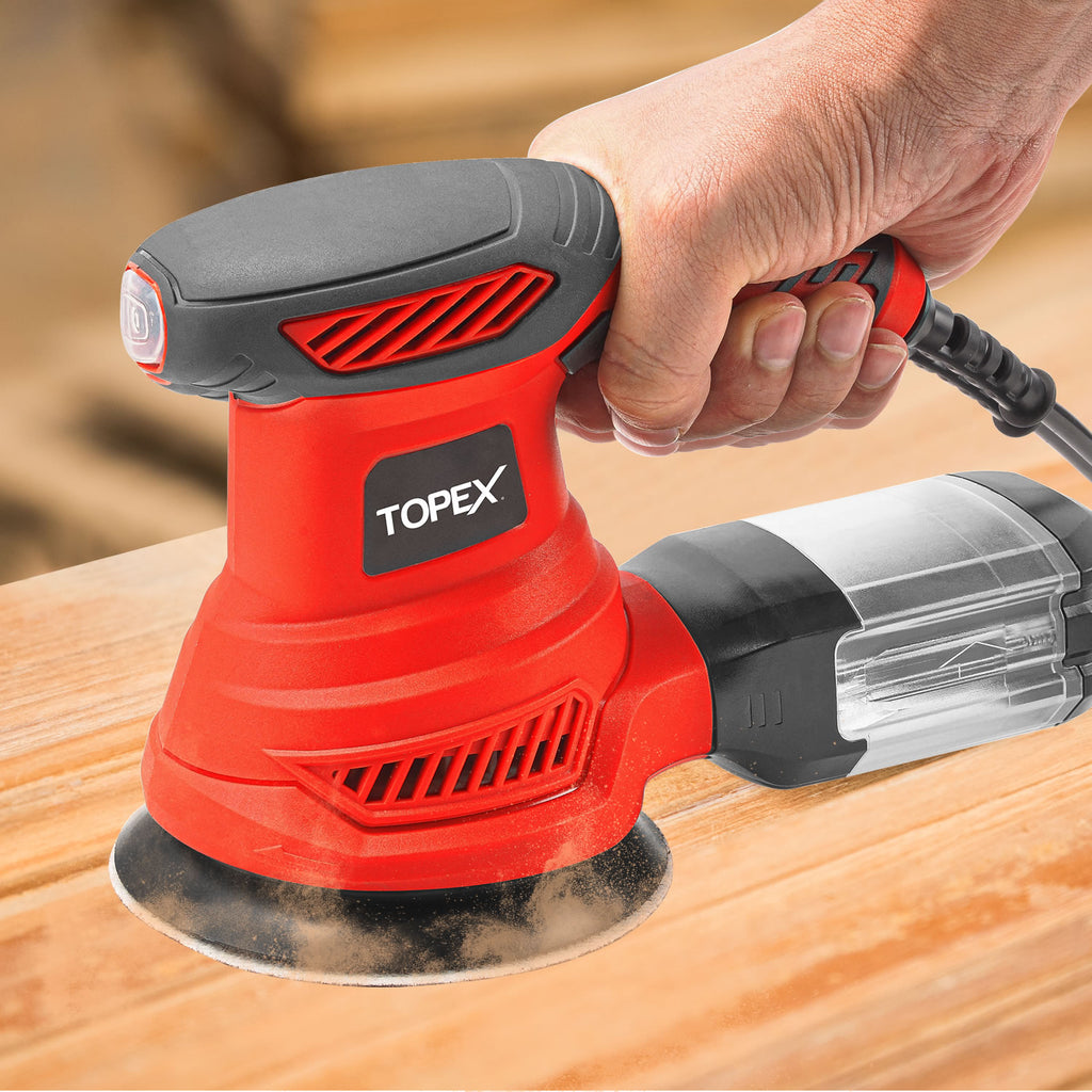 TOPEX 300W Random Orbital Sander Polisher Variable Speed +15pcs Sand Papers