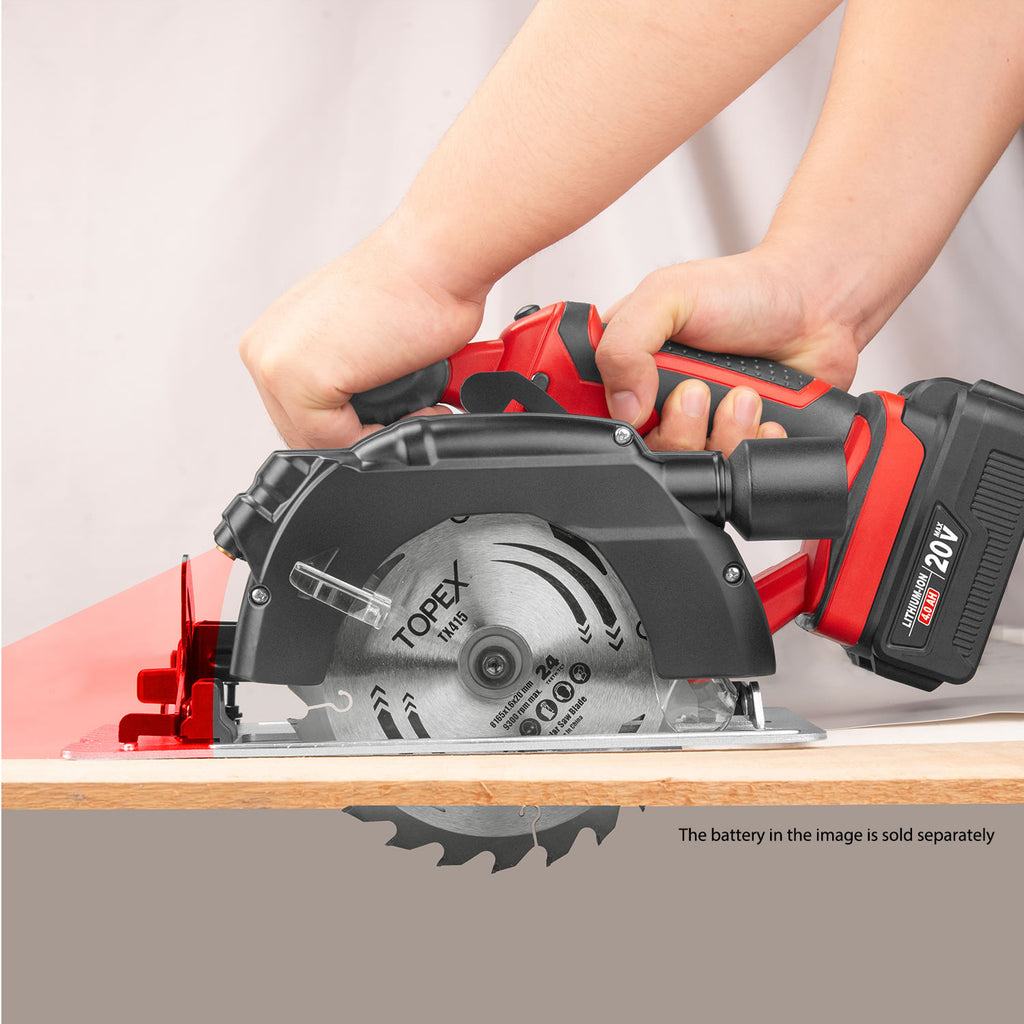 TOPEX 20v 165mm Cordless Circular Saw Skin Only Without Battery