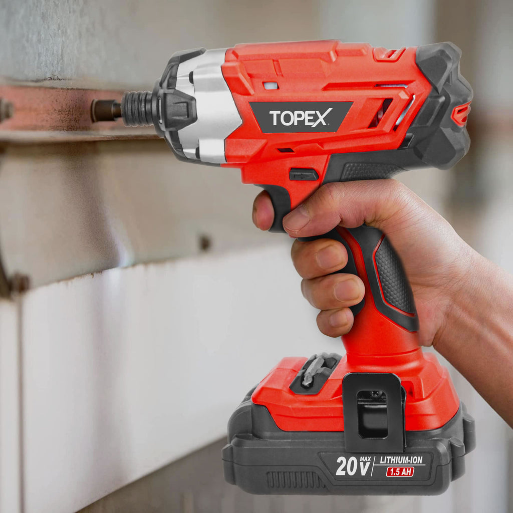 TOPEX 20V Cordless Hammer Drill Impact Driver Power Tool Combo Kit w/ Drill Bits