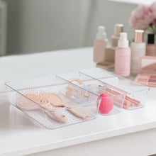 Load image into Gallery viewer, Stelive 25 PCS Clear Plastic Drawer Organisers Set, 4-Size Versatile Bathroom and Vanity Organiser Trays, Non-Slip Storage Containers &amp; Bins
