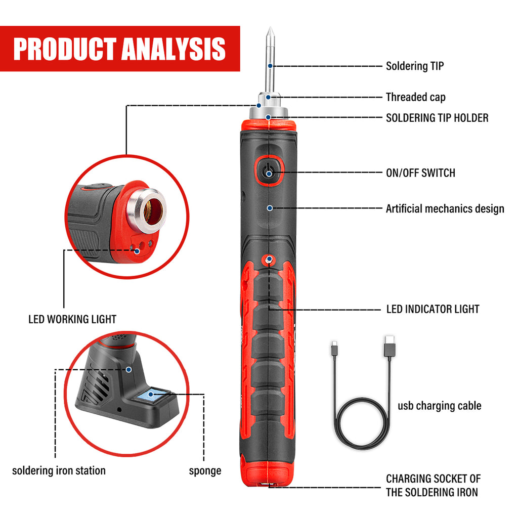 TOPEX 4V cordless Soldering Iron Glue Gun Nail gun w/ Charger