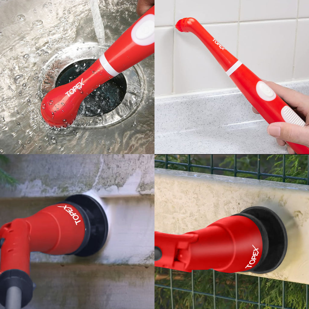 TOPEX Cordless Power Scrubber Combo: 20V Scrubber Brush + 4V MAX Cleaning Brush w/ Brush Heads