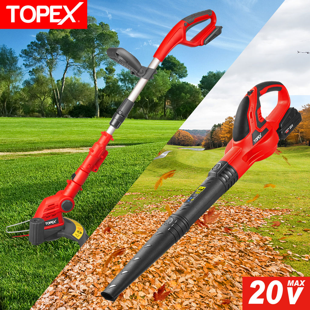 TOPEX 20V Cordless Blower and Grass Trimmer Combo Kit w/ Battery