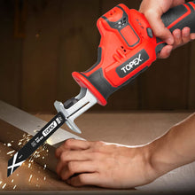 Load image into Gallery viewer, TOPEX 12V Cordless Reciprocating Saw w/ 2 Saw Blades &amp; Clamping Claw Cutting Depth 65 mm Skin Only without Battery