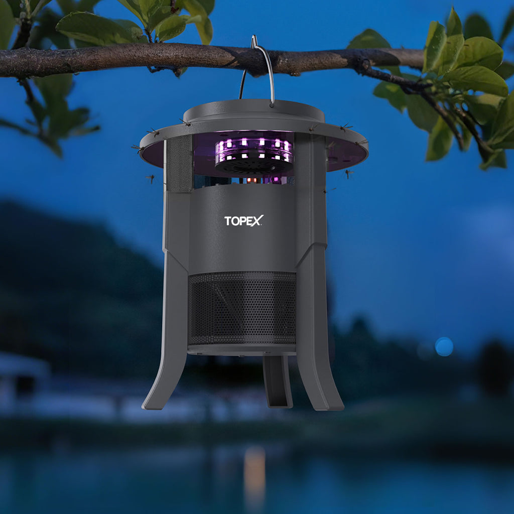 TOPEX 5W  Solar Garden Mosquito Killer Lamp, 2-in-1 Rechargeable Bug Zapper with UV Light, Removable Tray, Night Light for Indoor & Outdoor Use