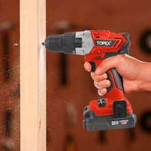 Load image into Gallery viewer, TOPEX 20V Max Cordless Hammer Drill w/ Li-Ion Battery &amp; Drill Bit Set