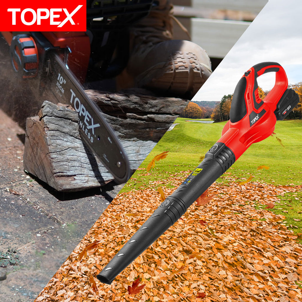 TOPEX 20V Cordless Power Tool Kit Chainsaw Hedge Trimmer Leaf Blower Grass Trimmer