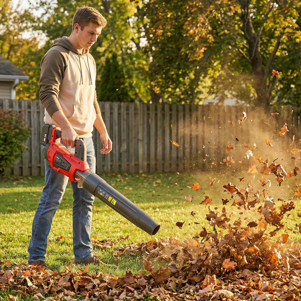 TOPEX 20V MAX Cordless Leaf Blower with 2-Speed Selection, 16,000 RPM, 144km/h Multipurpose Lightweight Leaf Blower Blow with Detachable Nozzle