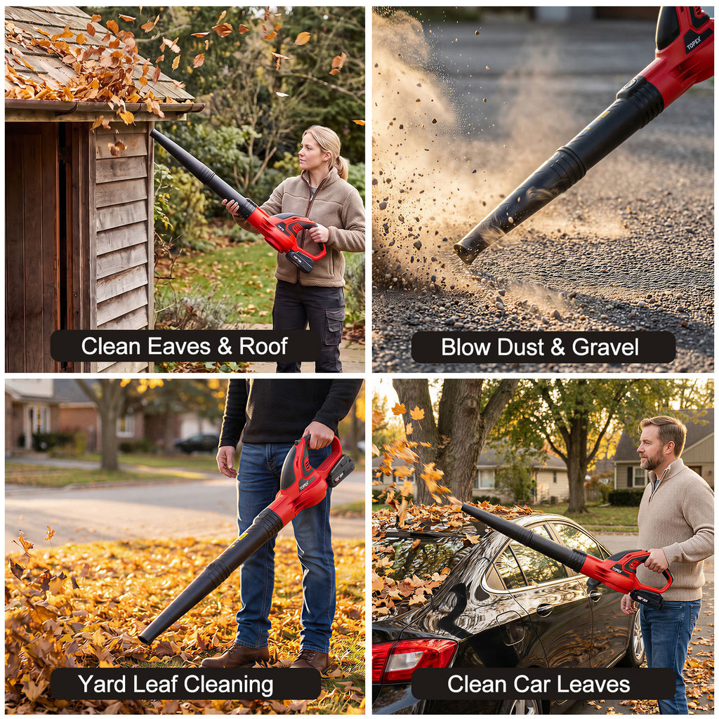 TOPEX 20V MAX Cordless Leaf Blower 1.5Ah Battery 200km/h