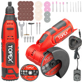 TOPEX 12V Cordless Rotary Tool  W/12V Cordless Angle Grinder & Lithium Battery