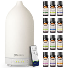 Load image into Gallery viewer, Stelive Oil Diffuser and Essential Oils Set, 200ml Ultrasonic Aromatherapy Oil Diffuser and 12Pcs Pure Essential Oil Gift Set, Auto Shut-Off for Home