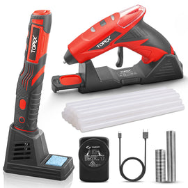 TOPEX 4V Combo Kit Lithium-Ion Hot Melt Glue Gun Soldering Iron Set w/ Charger