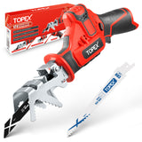 TOPEX 12V Cordless Reciprocating Saw w/ 2 Saw Blades & Clamping Claw Cutting Depth 65 mm Skin Only without Battery