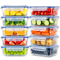 Stelive 10 Pack Glass Storage Food Containers, Glass Meal Prep Containers, Airtight Lunch Bento Boxes with Snap Locking Leakproof Lids, Reusable for Microwave