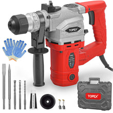 Load image into Gallery viewer, TOPEX 1010W SDS+ Rotary Hammer Drill Demolition Jack Hammer Kit w/ Chisels Drill