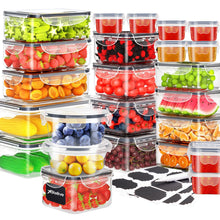 Load image into Gallery viewer, Stelive 24 PCs Food Storage Container Set, Leak Proof Lunch Boxes, BPA-Free Clear Plastic Storage Containers for Home &amp; Kitchen Organization with Labels &amp; Pen