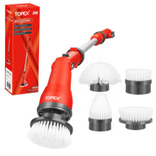 Load image into Gallery viewer, TOPEX 20V Cordless Power Scrubber With Extension Long Handle &amp; 4 Replaceable Brush Heads,2 Speeds Power Scrubber Brush[Skin Only without Battery]