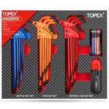 TOPEX 38Pcs Allen Key Set Hex Key Allen Wrench Folding Hex Key Ball End Metric/SAE/Star