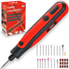 TOPEX 4V  MAX Cordless Mini Grinder, 3-Speed Electric Rotary Tool & Engraving Pen with 31 Accessories