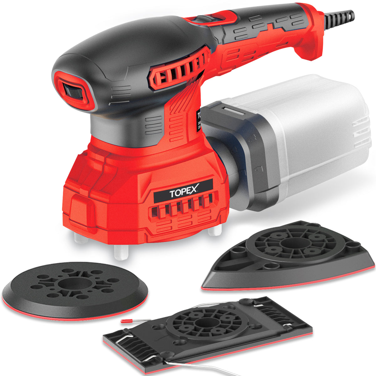 TOPEX 3in1 200W Electric Finishing Sander Sanding Tool 6 Speeds 3 Sand ...
