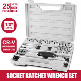 25-Piece Socket & Ratchet Spanner Set – CR-V 1/2