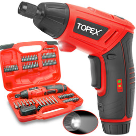TOPEX 82 Piece Electric Screwdriver Set 6v Max Cordless Screwdriver Set CRV Screw Bits