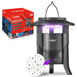 TOPEX 5W  Solar Garden Mosquito Killer Lamp, 2-in-1 Rechargeable Bug Zapper with UV Light, Removable Tray, Night Light for Indoor & Outdoor Use