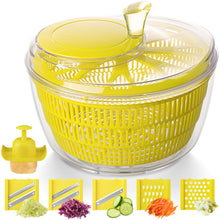 Load image into Gallery viewer, Stelive 11-IN-1 Salad Slicer Salad Spinner Vegetable Chopper Food Choppers Vegetable Slicer Fruit Cutter Food Dicer with Container Hand Guard (Yellow)