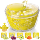 Stelive 11-IN-1 Salad Slicer Salad Spinner Vegetable Chopper Food Choppers Vegetable Slicer Fruit Cutter Food Dicer with Container Hand Guard (Yellow)