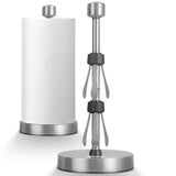 Stelive 11 Inch Silver One-Handed Tear Stainless Steel Paper Towel Holder, Free-Standing Roll Holder, Paper Towel Dispenser with Suction Cups for Any Roll Size