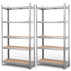 MasterSpec 2PCS 5-Tier Garage Shelving 1500x700x300mm Warehouse Rack Shelf Storage Rack Garage Shelves