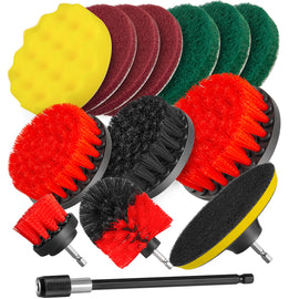 TOPEX 14-Piece Drill Brush Attachment Kit, 2-in-1 Clean & Polish Power Scrubber Set for  Effortless Scrubbing