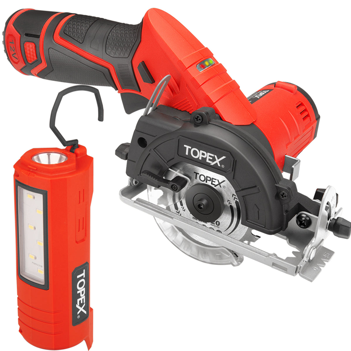 TOPEX 12V Cordless Circular Saw Lithium-Ion LED Torch w/ Battery & Cha ...