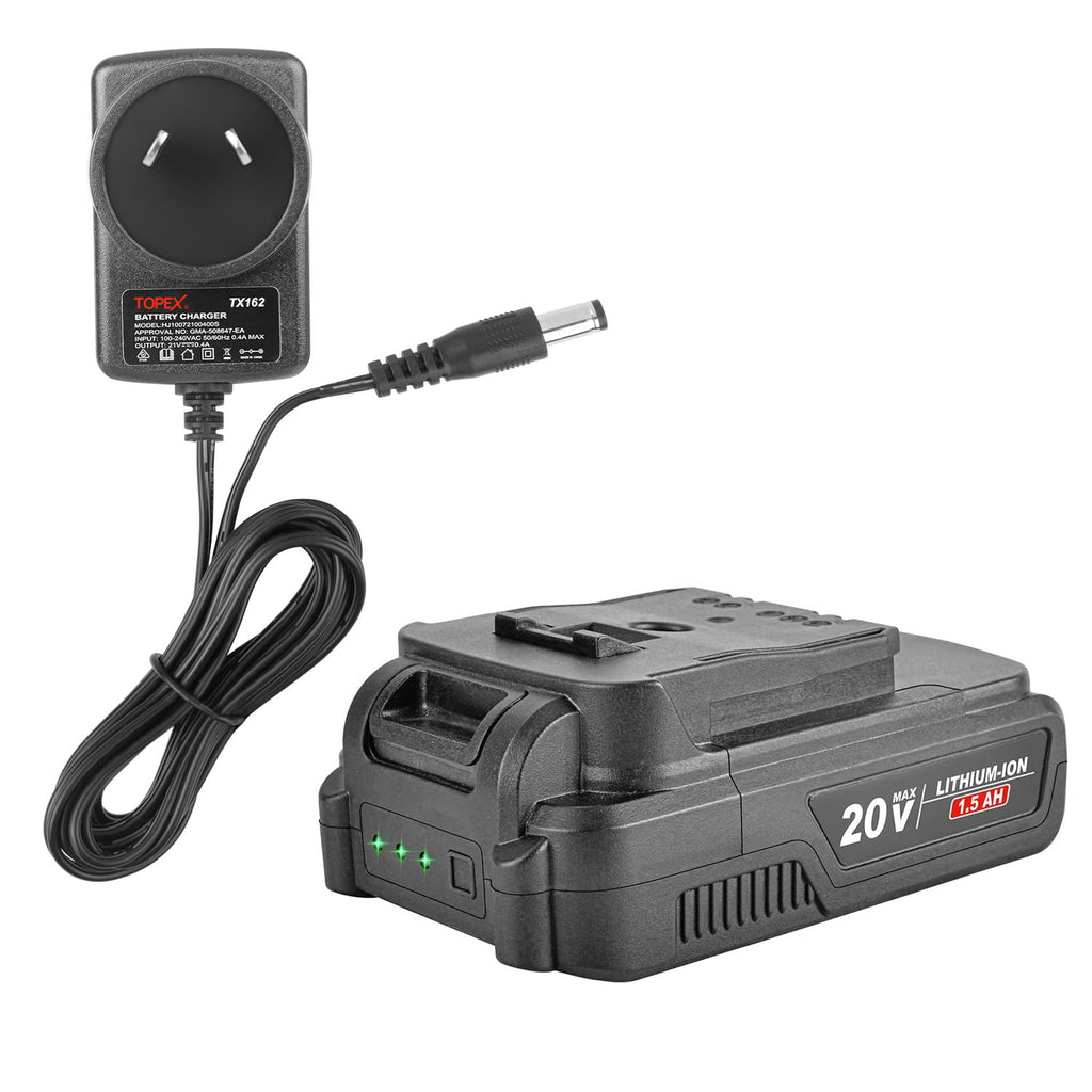 TOPEX 20V Lithium-Ion Batteries & SAA Approved Charger Kit