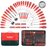 TOPEX 100 PCs Screwdriver Set Non-Slip Precision Screw Bits Sockets Kit w/ Oxford Bag