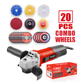 TOPEX 900W 125mm 5'' Angle Grinder w/ 20PCs 115mm Combo Discs Cut Grind Polish