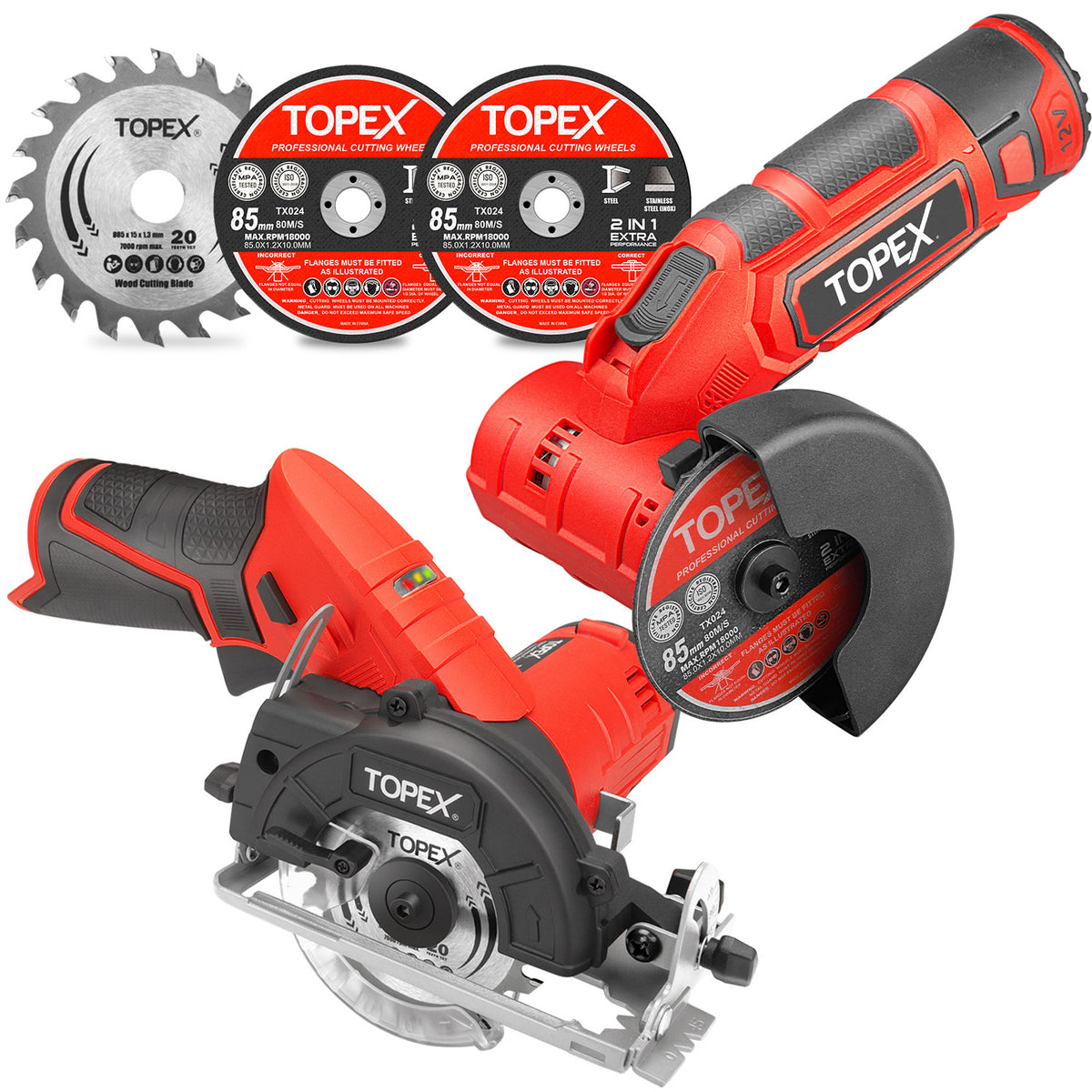 TOPEX 12V Cordless Power Tool Kit Angle Grinder Circular Saw – topto