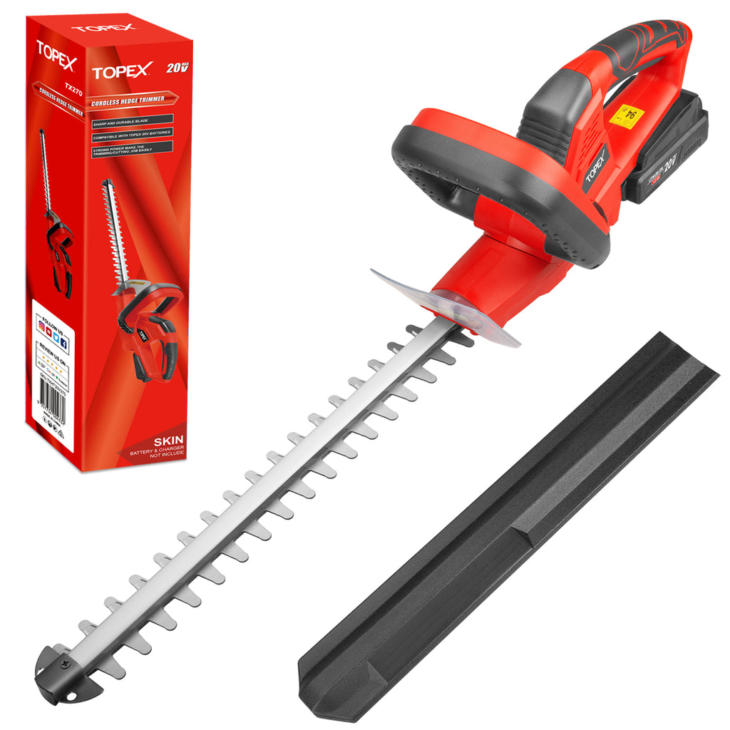 TOPEX 20V Cordless Hedge Trimmer for Shrub, Cutting, Trimming, Pruning