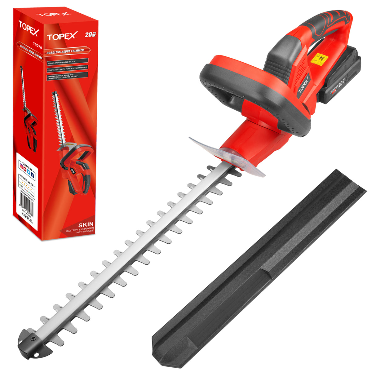 TOPEX 20V Cordless Hedge Trimmer for Shrub, Cutting, Trimming, Pruning ...