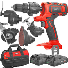 Load image into Gallery viewer, TOPEX 20V 5 IN1 Power Tool Combo Kit Cordless Drill Driver Sander Electric Saw w/ 2 Batteries &amp; Tool Bag