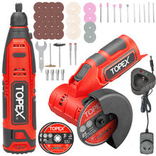 Load image into Gallery viewer, TOPEX 12V Cordless Rotary Tool  W/12V Cordless Angle Grinder &amp; Lithium Battery